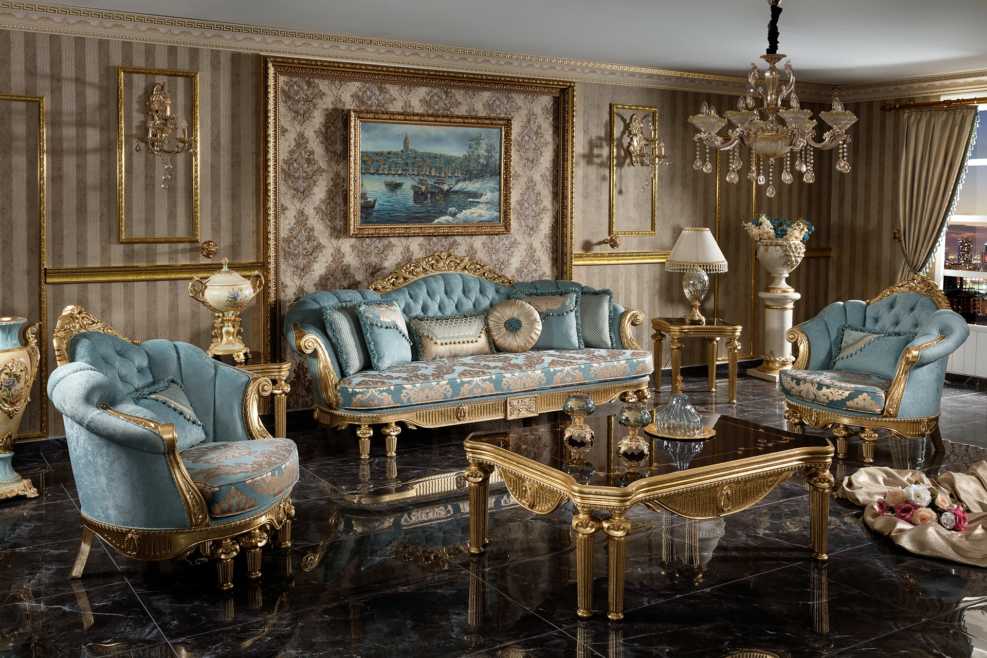 Antique Living Room Wide Angle