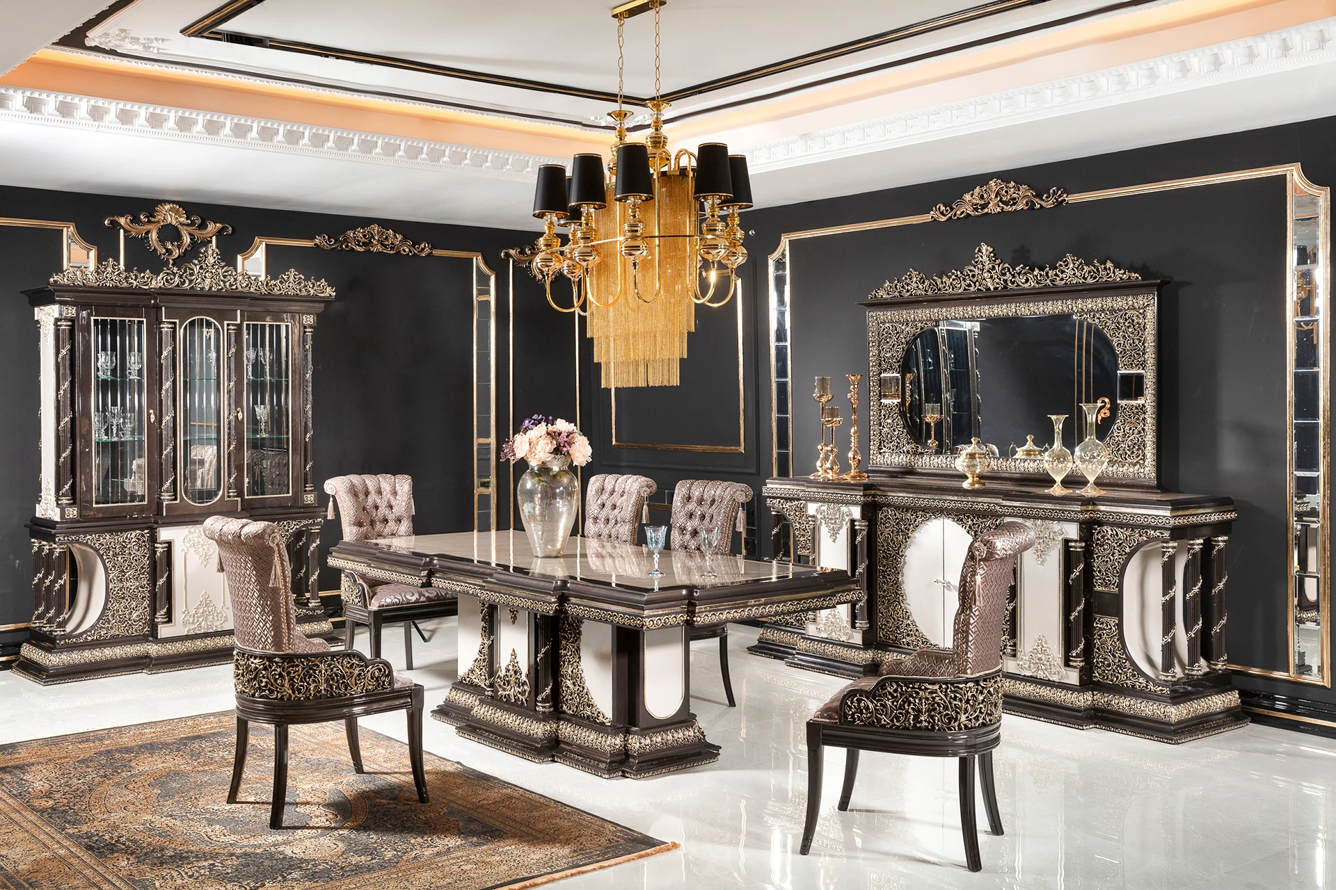 Brown Hanzade Dining Room Wide Angle