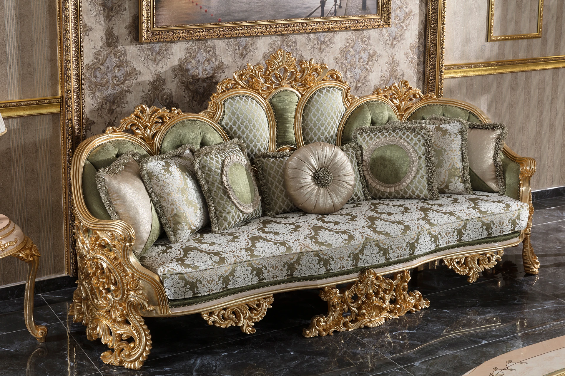 Gold Elnor Living Room Sofa