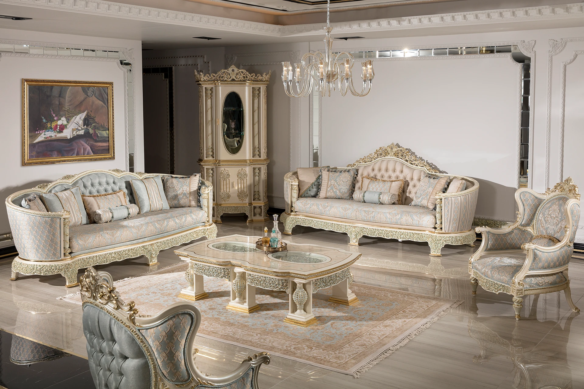 Green Monaco Living Room Wide Angle